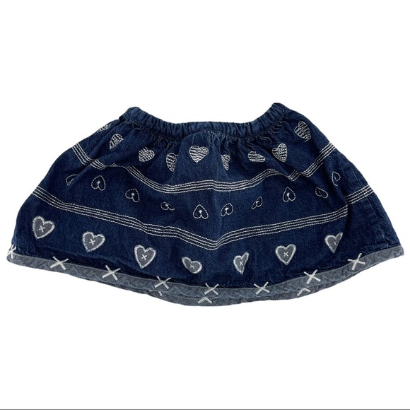 GAP Baby Embroidered Heart Navy Blue Skirt 6-12M - Picture 2 of 3